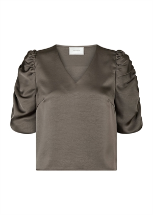 Elba heavy sateen bluse Warm Grey Neo Noir 